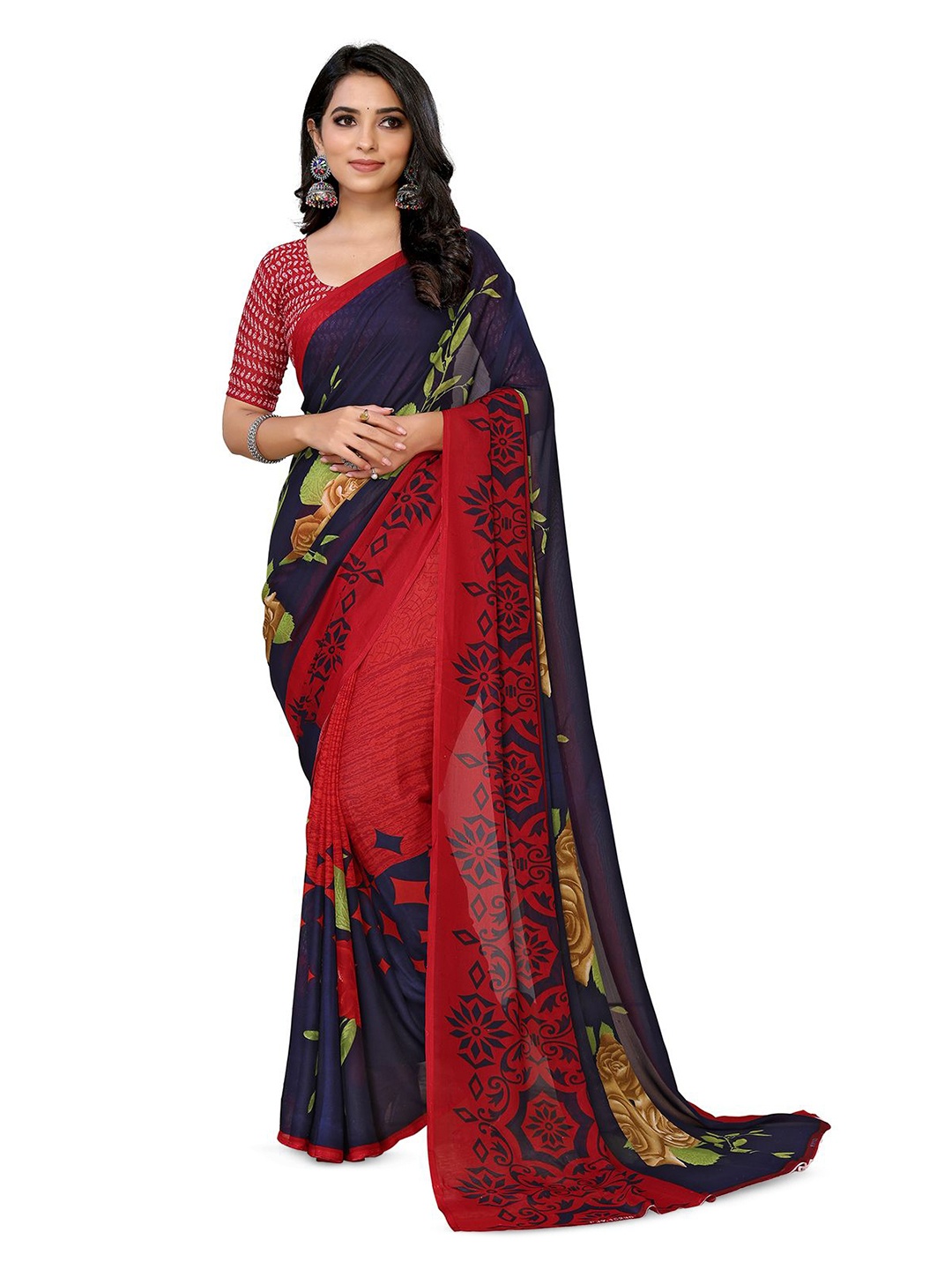 

Moda Rapido Poly Georgette Saree, Blue