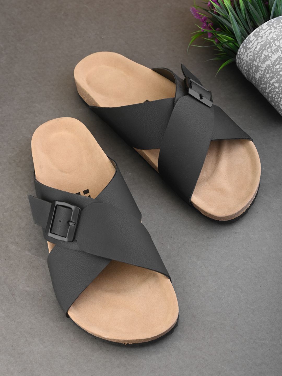 

HERE&NOW Men Comfort Sandals, Black