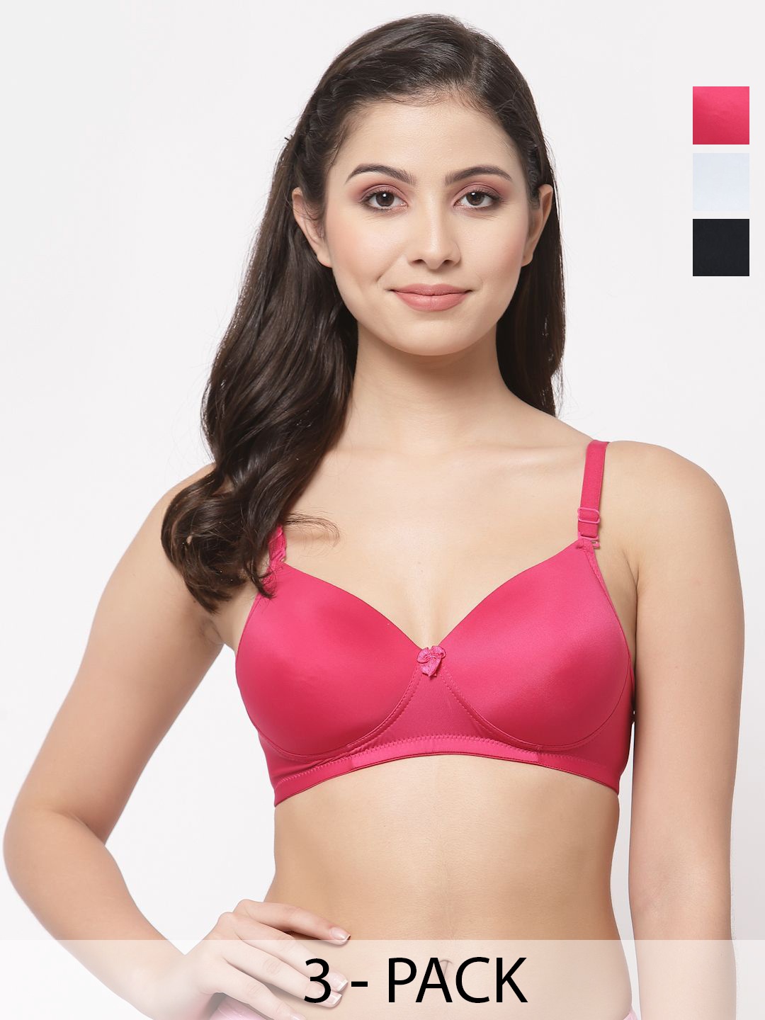 

College Girl Pack of 3 T-shirt Full Coverage Lightly Padded Bra, Pink