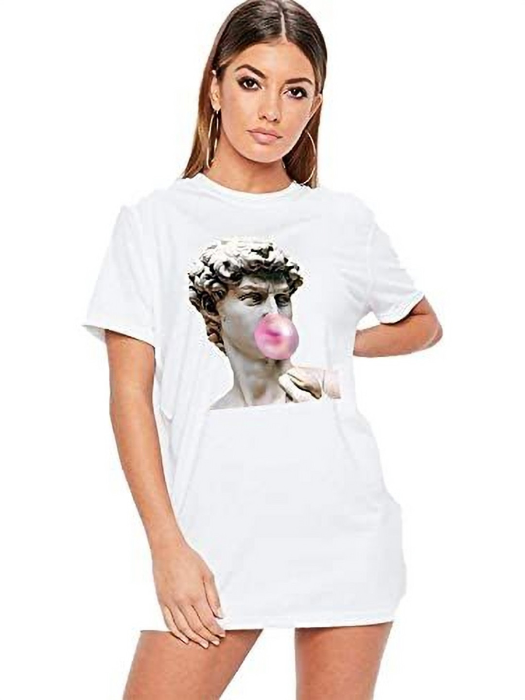 

VLAM Women Floral Printed T-shirt, White