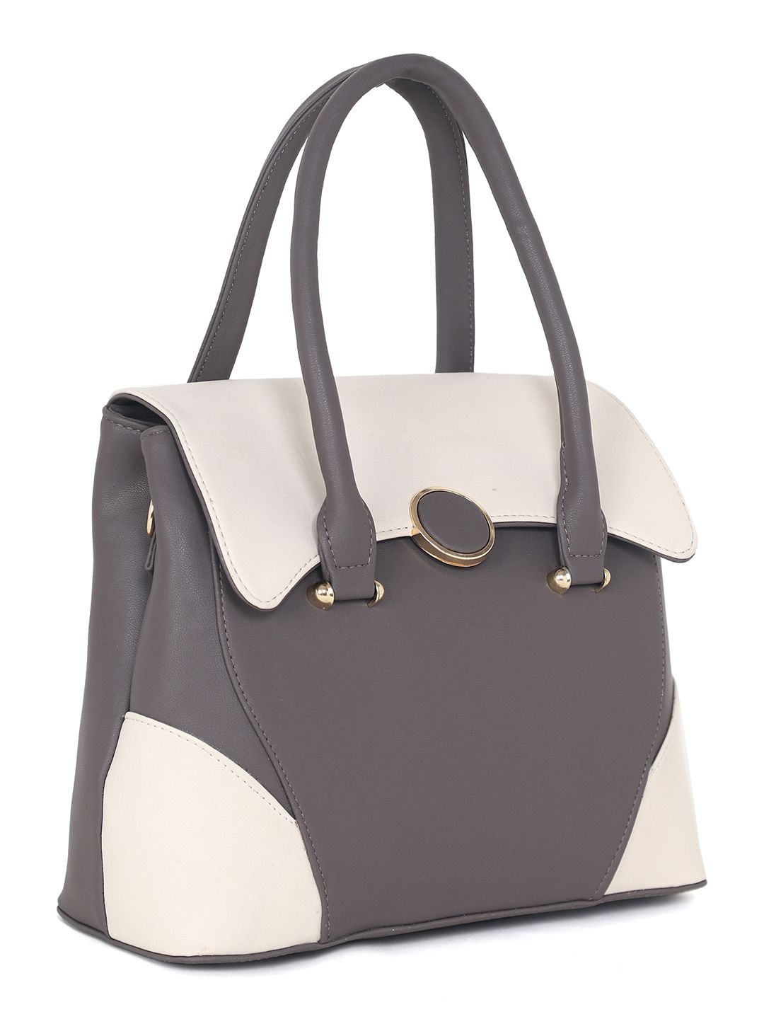 

Stamp Women Colourblocked Structured Satchel Bag, Grey