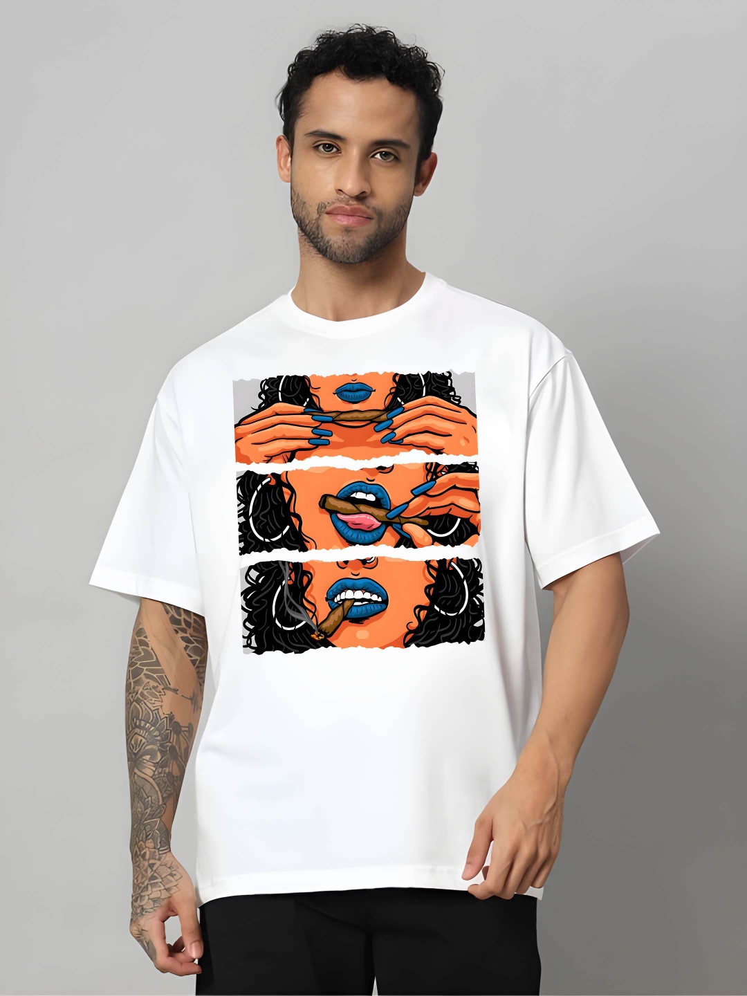 

Moda Rapido Men Drop-Shoulder Sleeves Pure Cotton T-shirt, White