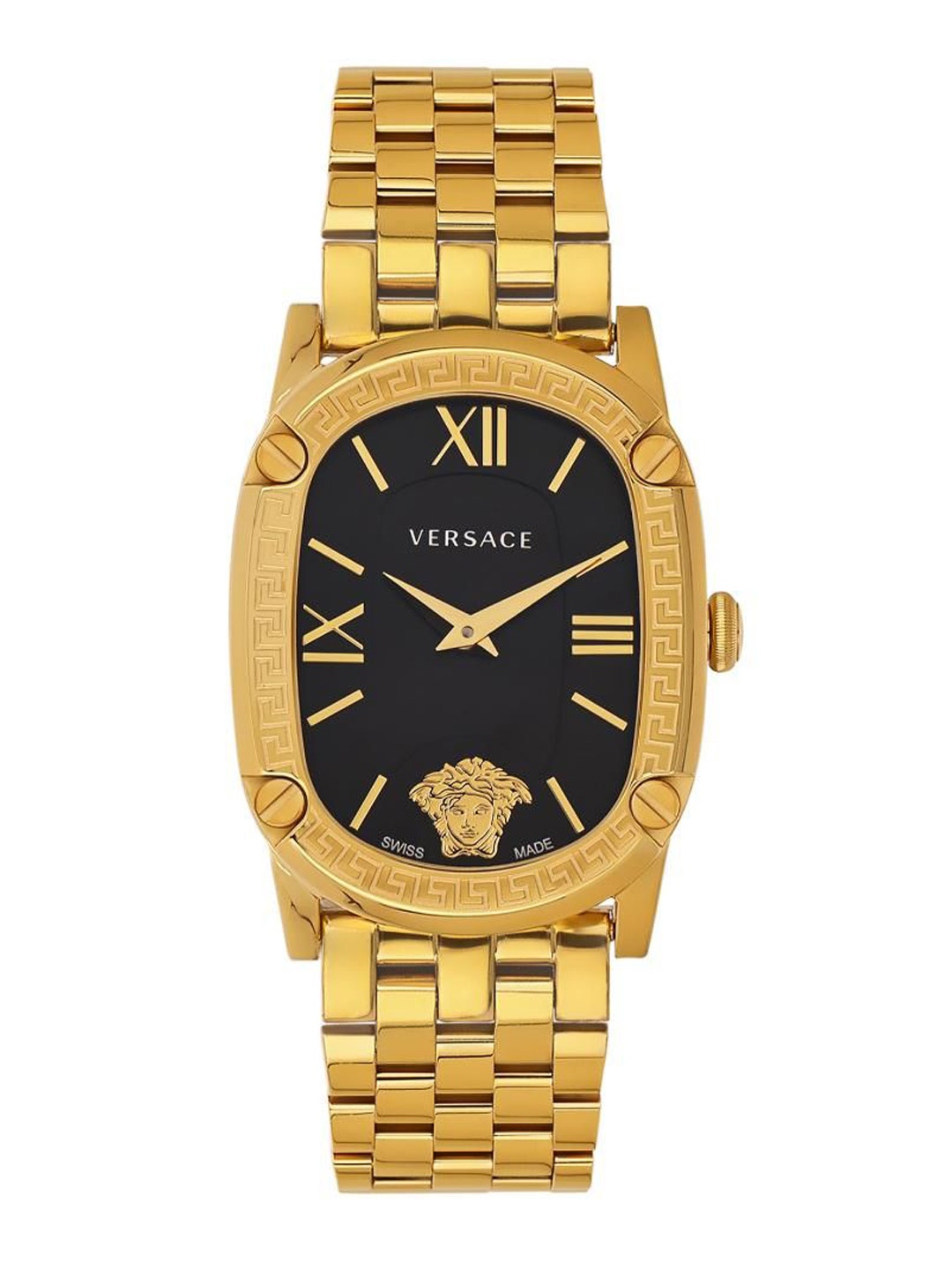 

Versace Women Brass Dial & Stainless Steel Bracelet Style Straps Analogue Watch VE1B00818, Black