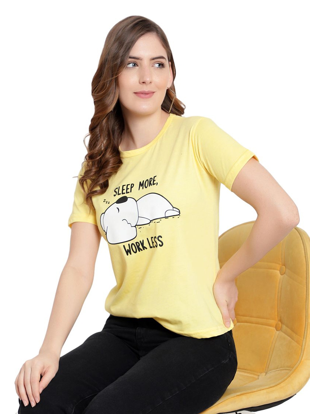 

DEEPMAYRA COLLECTION Print Cotton Top, Yellow