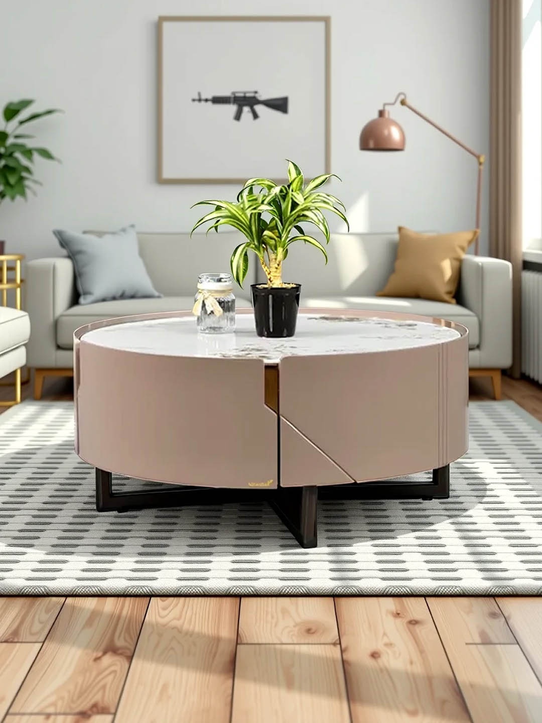 

Royaloak Augusta Brown & Beige Round Sintered Stone Top Coffee Table