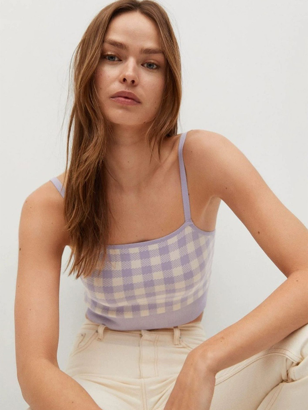 

LULU & SKY Women Checked Top, Purple