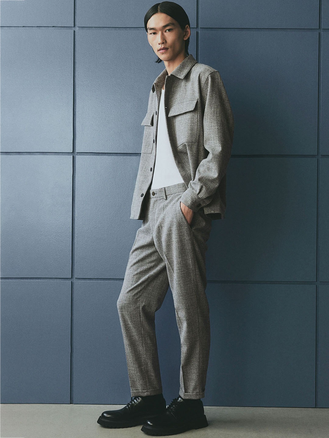 

H&M Regular Fit Tailored Trousers, Grey