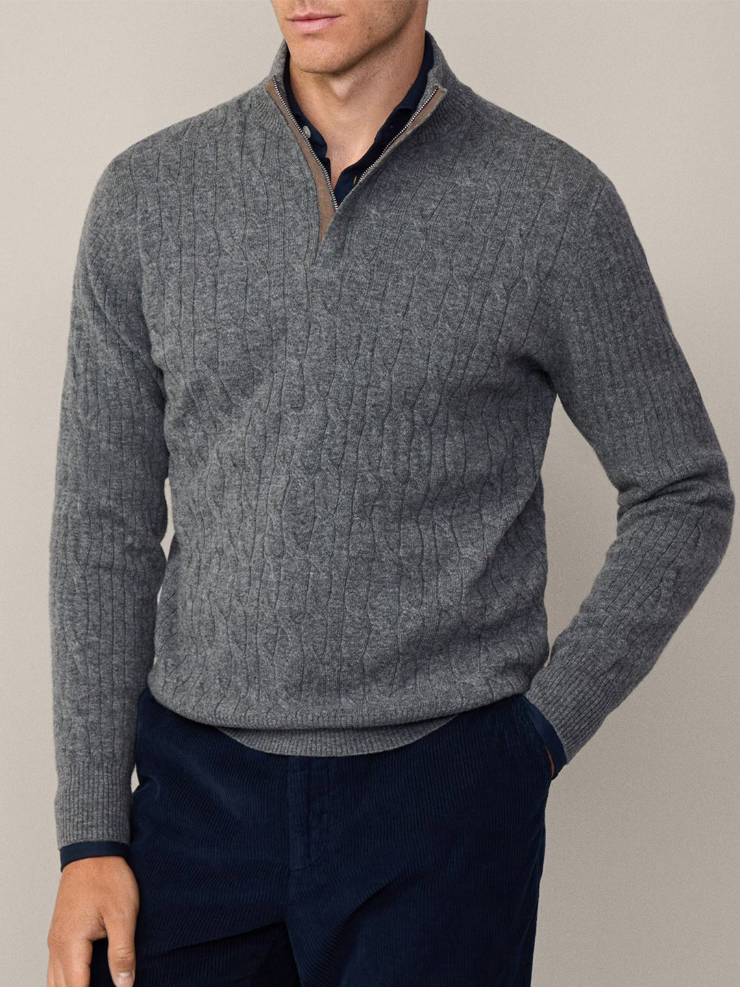 

HACKETT LONDON Men Woollen Pullover, Grey