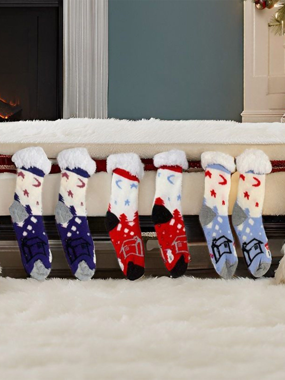 

Butterthief Kids Pack Of 3 Patterned Calf Length Socks, Navy blue