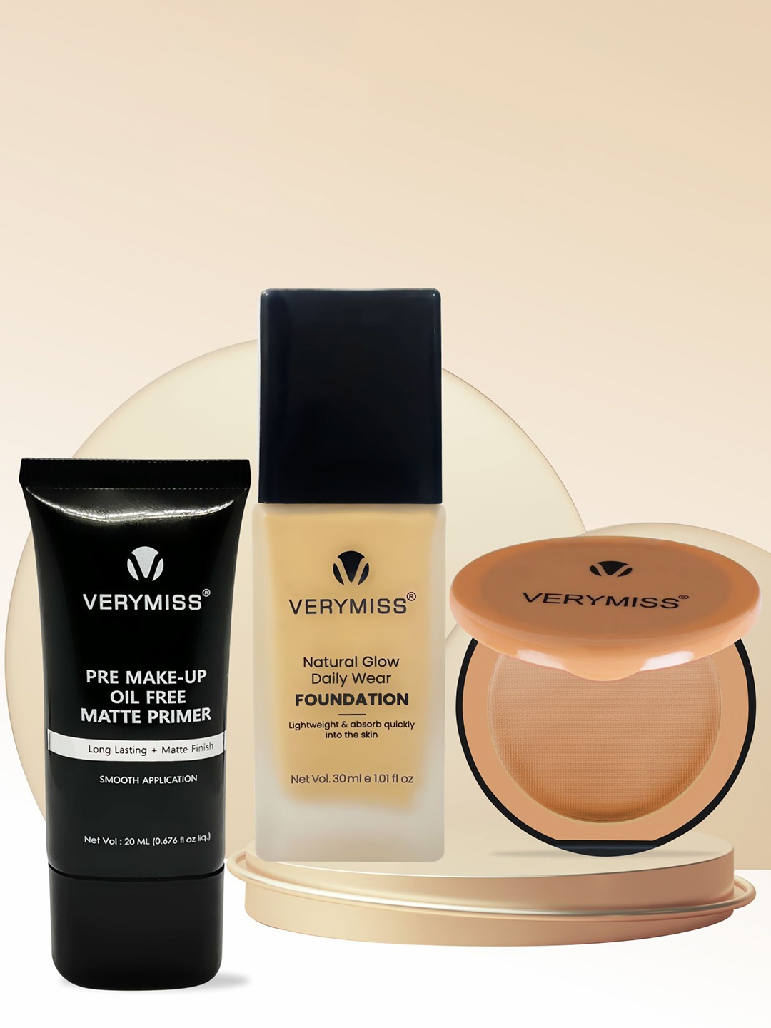 

Verymiss Best Selling Makeup Combo 3 - Foundation + Compact + Primer, Multi