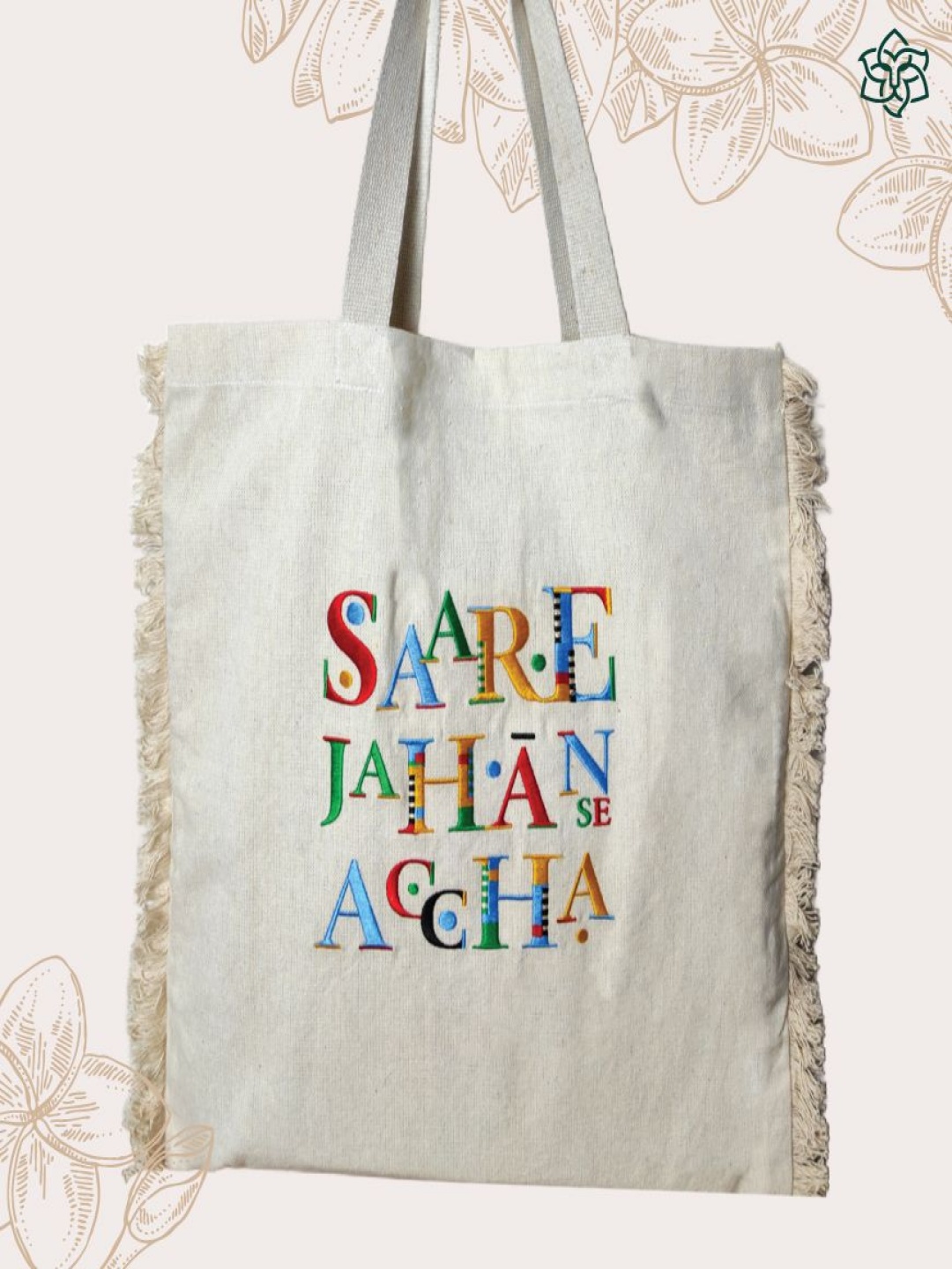 

MAATIR DESIGNS Unisex Typography Printed Shopper Tote Bag, Beige