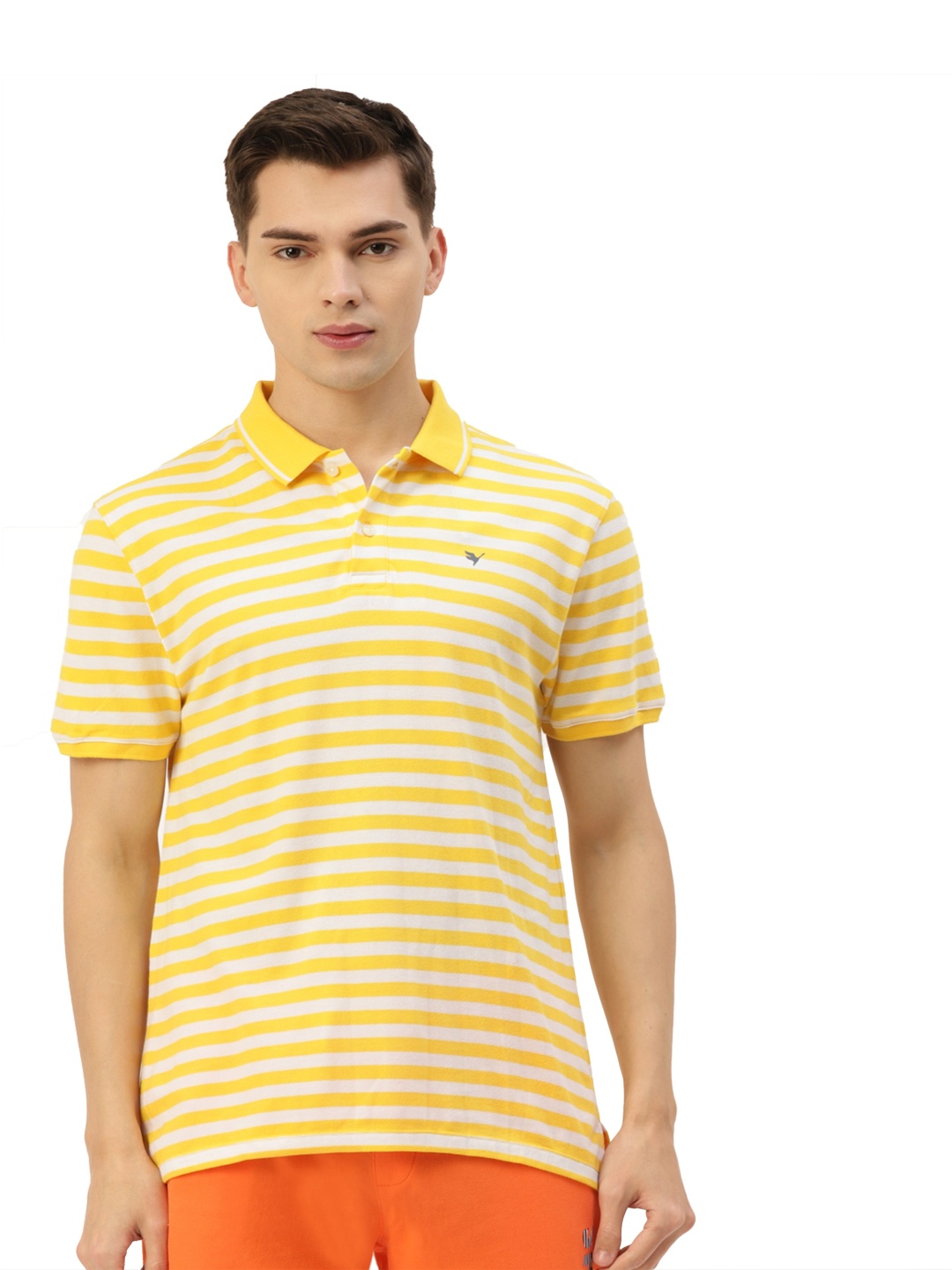 

AMSWAN Men Polo Collar T-shirt, Yellow