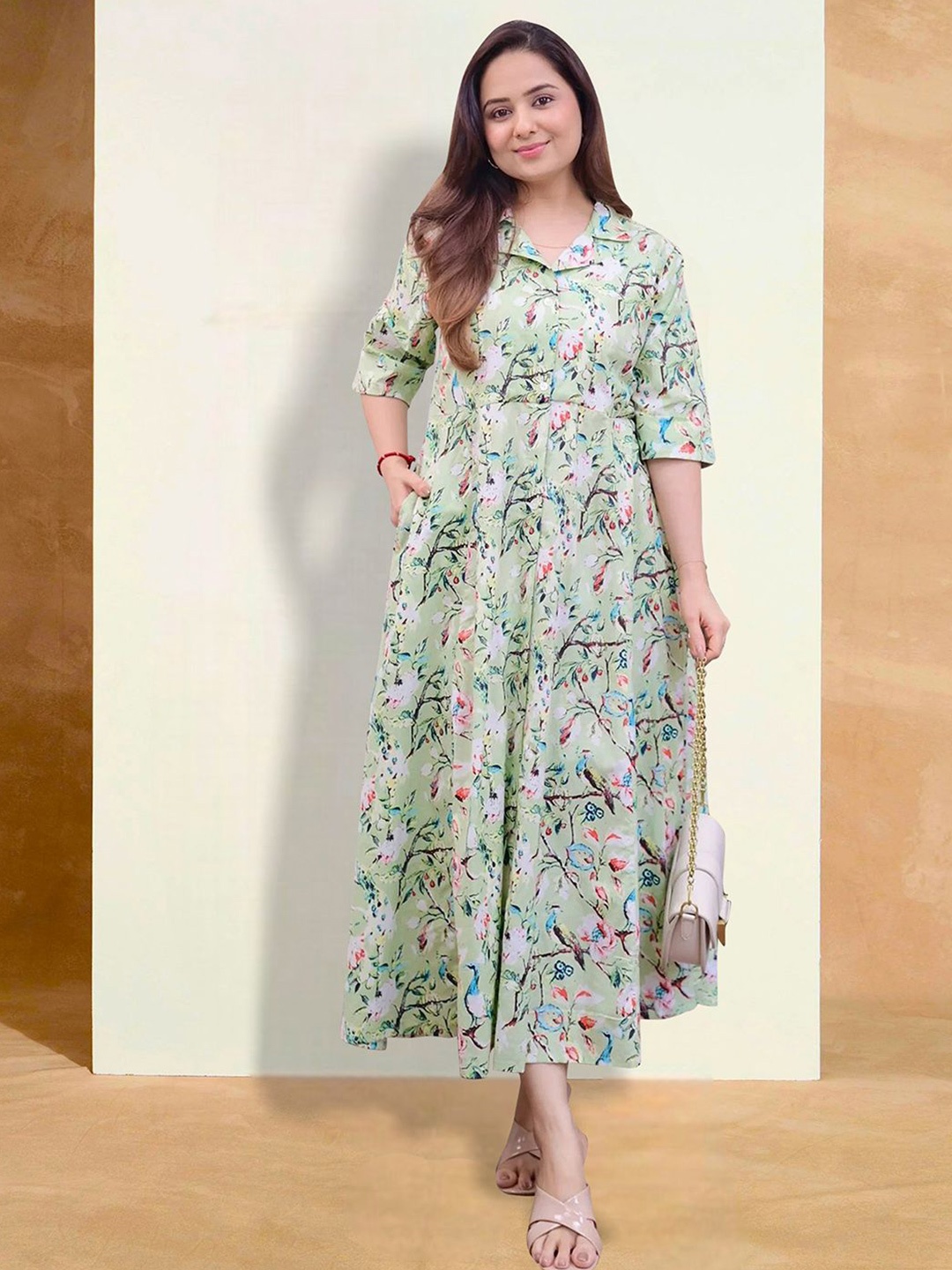 

BAESD Floral Print Applique Fit & Flare Dress, Multi