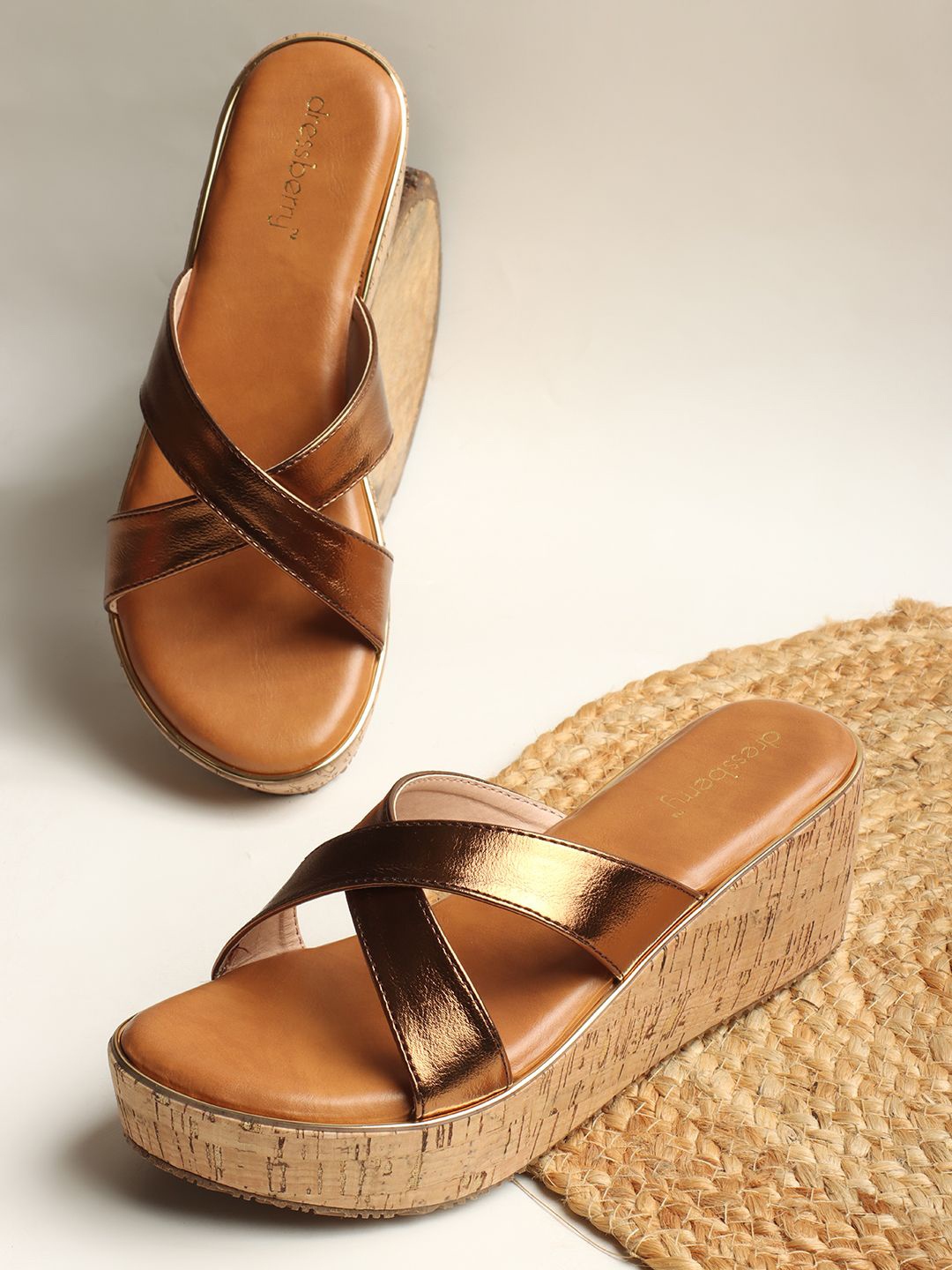 

DressBerry Women PU Platform Heels Sandals, Copper