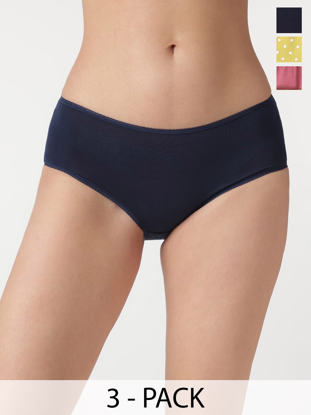 

Marks & Spencer Pack Of 3 Mid Rise Cotton Hipster Briefs, Navy blue