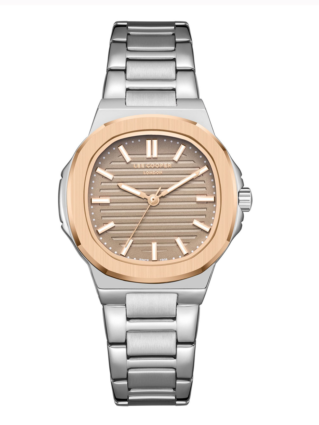 

Lee Cooper Women Brass Dial & Stainless Steel Bracelet Style Straps Analogue Watch LC08017.560, Grey