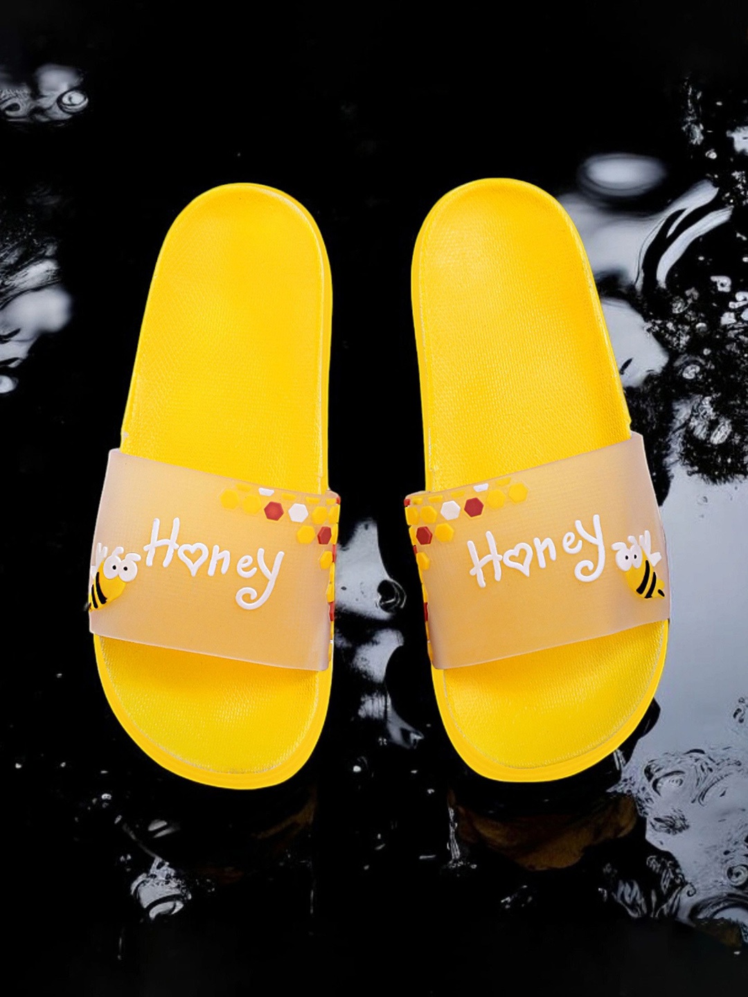 

KAPYANSH Women Rubber Sliders, Yellow