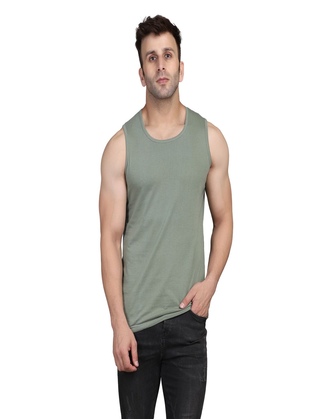 

Woostro Pack Of 2 Gym Innerwear Vests, Olive