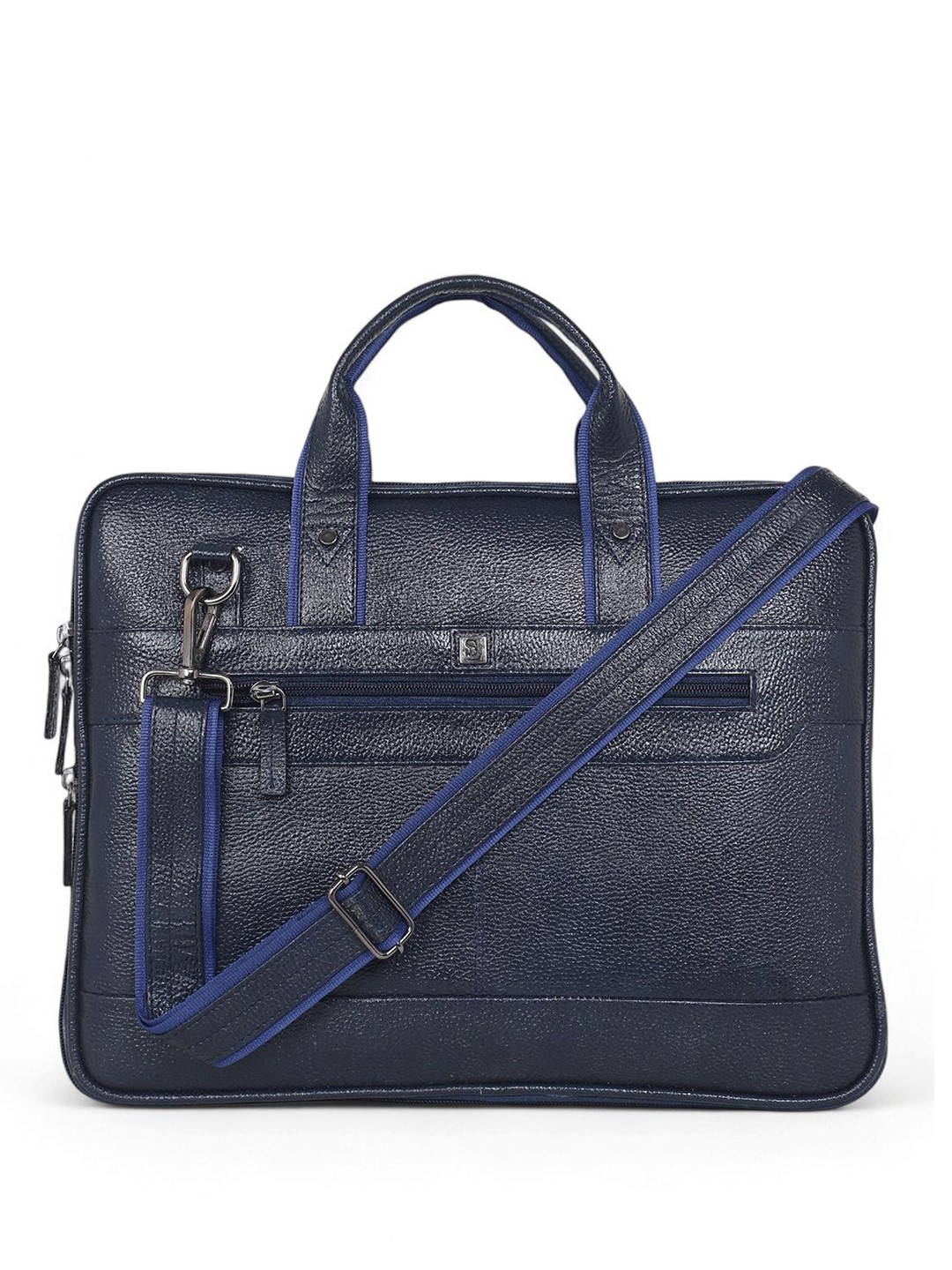 

Stamp Unisex Leather Laptop Bag, Blue