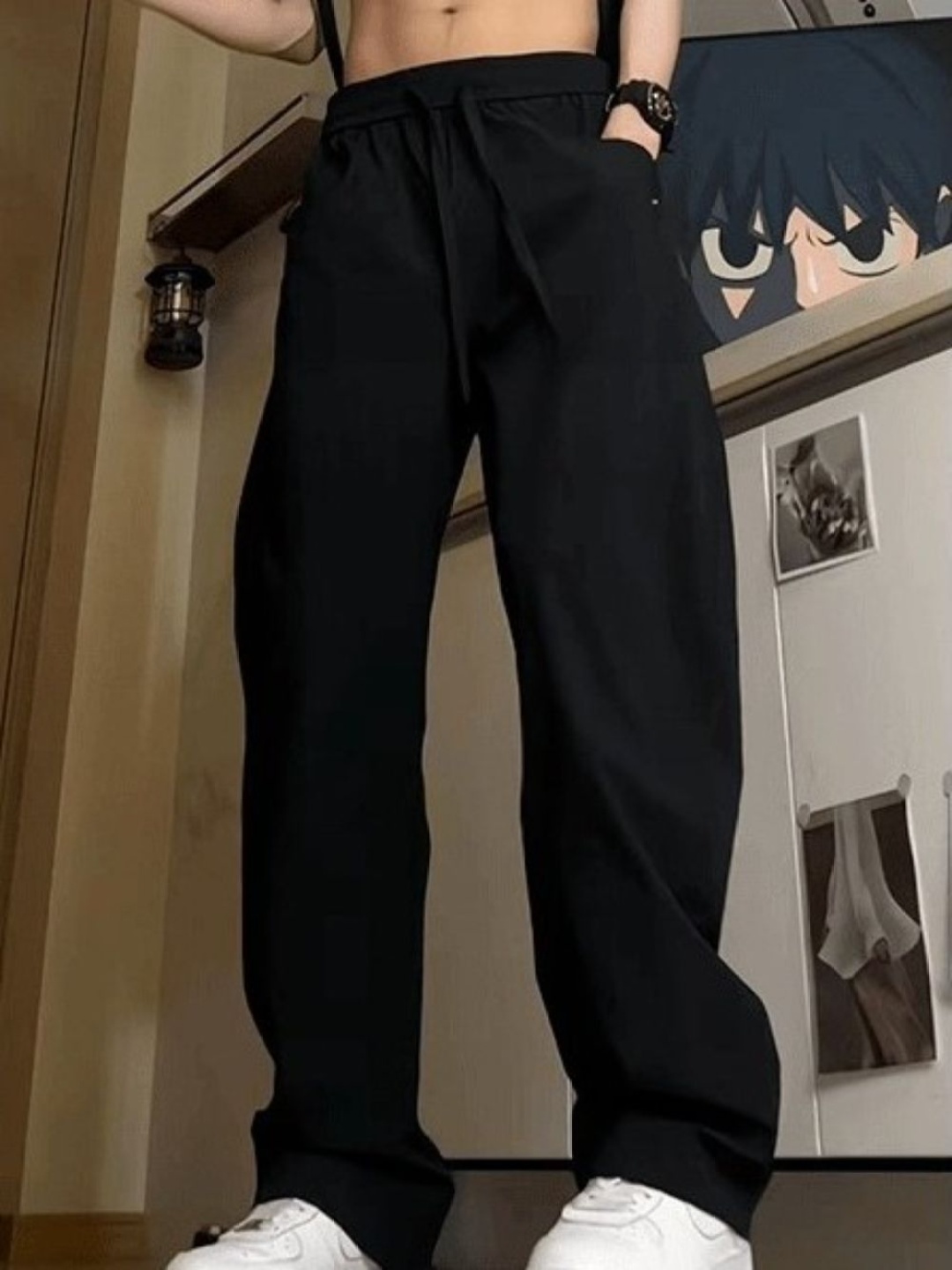 

StyleCast Men Mid-Rise Trousers, Black