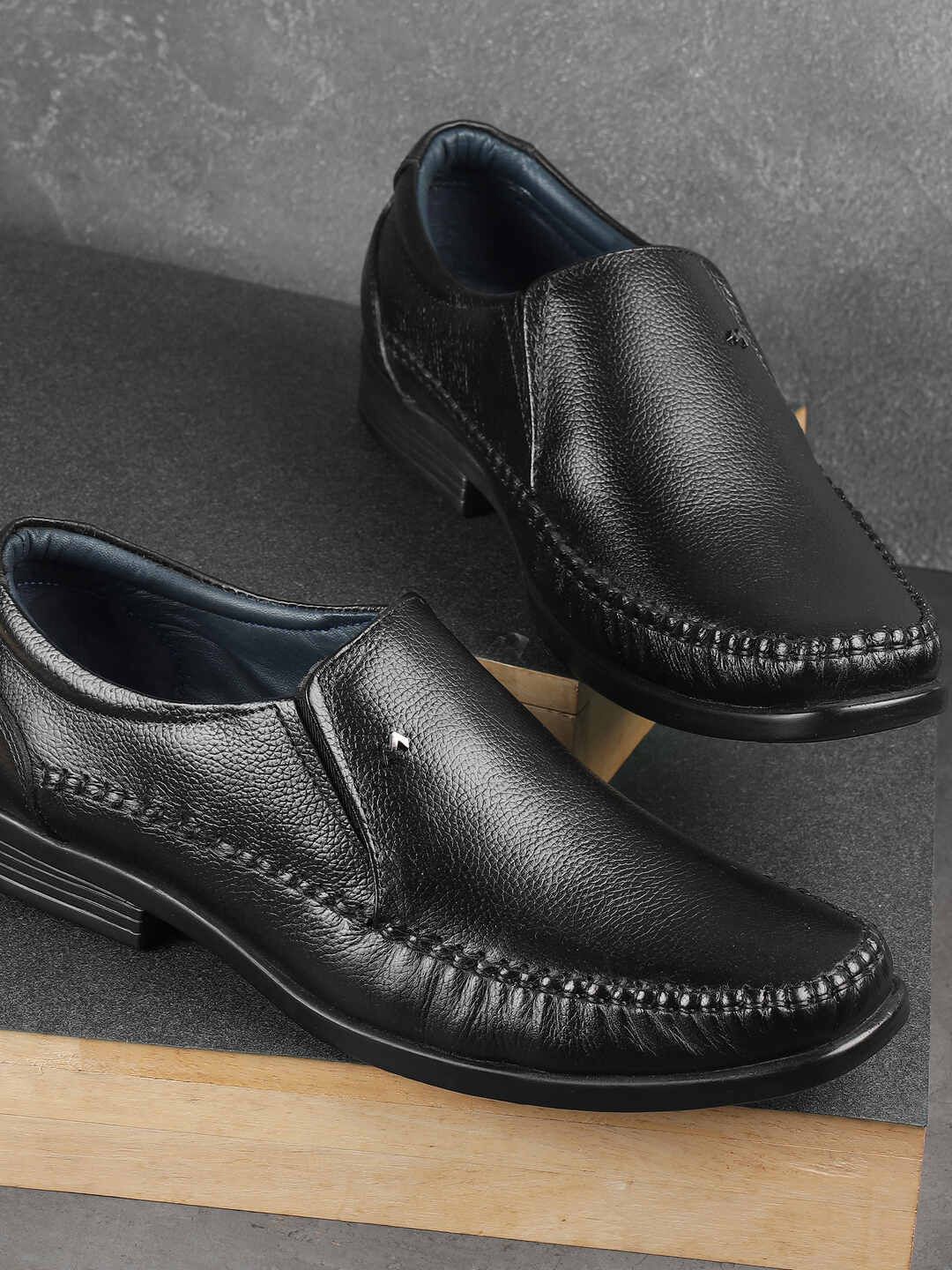 

Metro Men Leather Formal Slip-On Shoes, Black