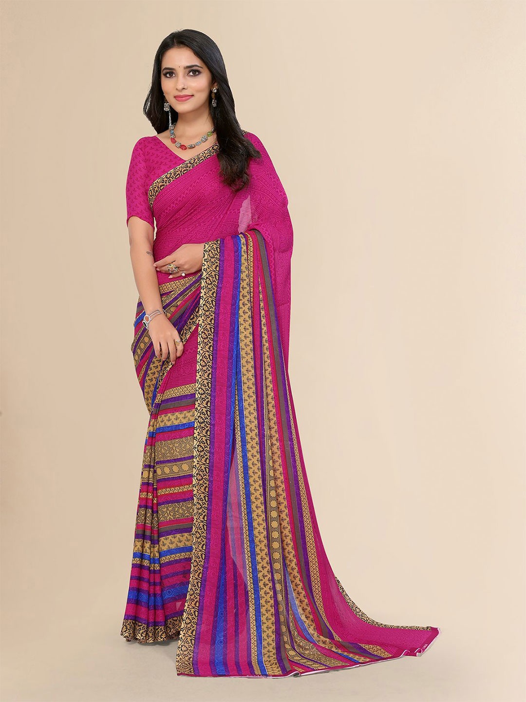 

Moda Rapido Floral Printed Saree, Pink