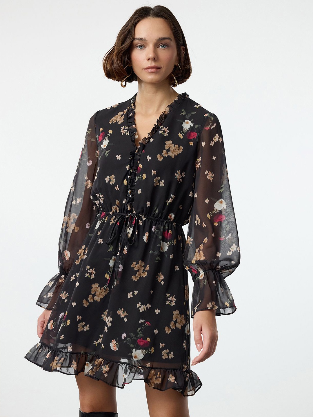 

Trendyol Floral Print Fit & Flare Dress, Na