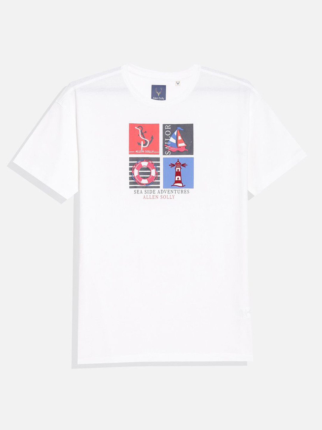 

Allen Solly Junior Boys Graphic Printed Round Neck Cotton T-shirt, White