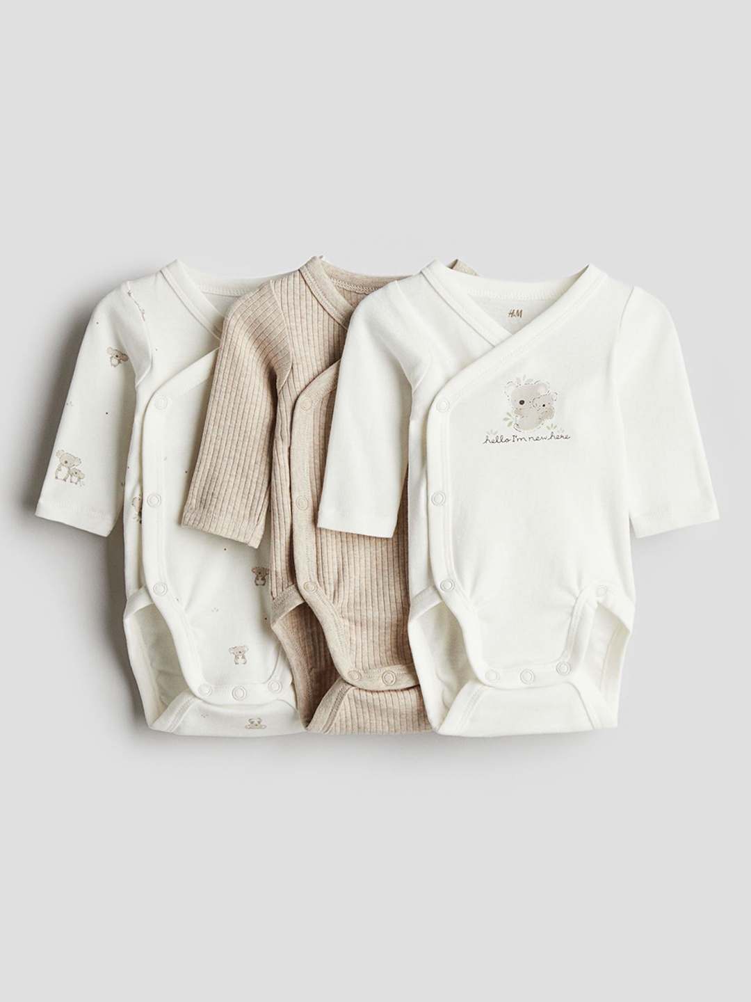 

H&M 3-Pack Wrapover Bodysuits, White