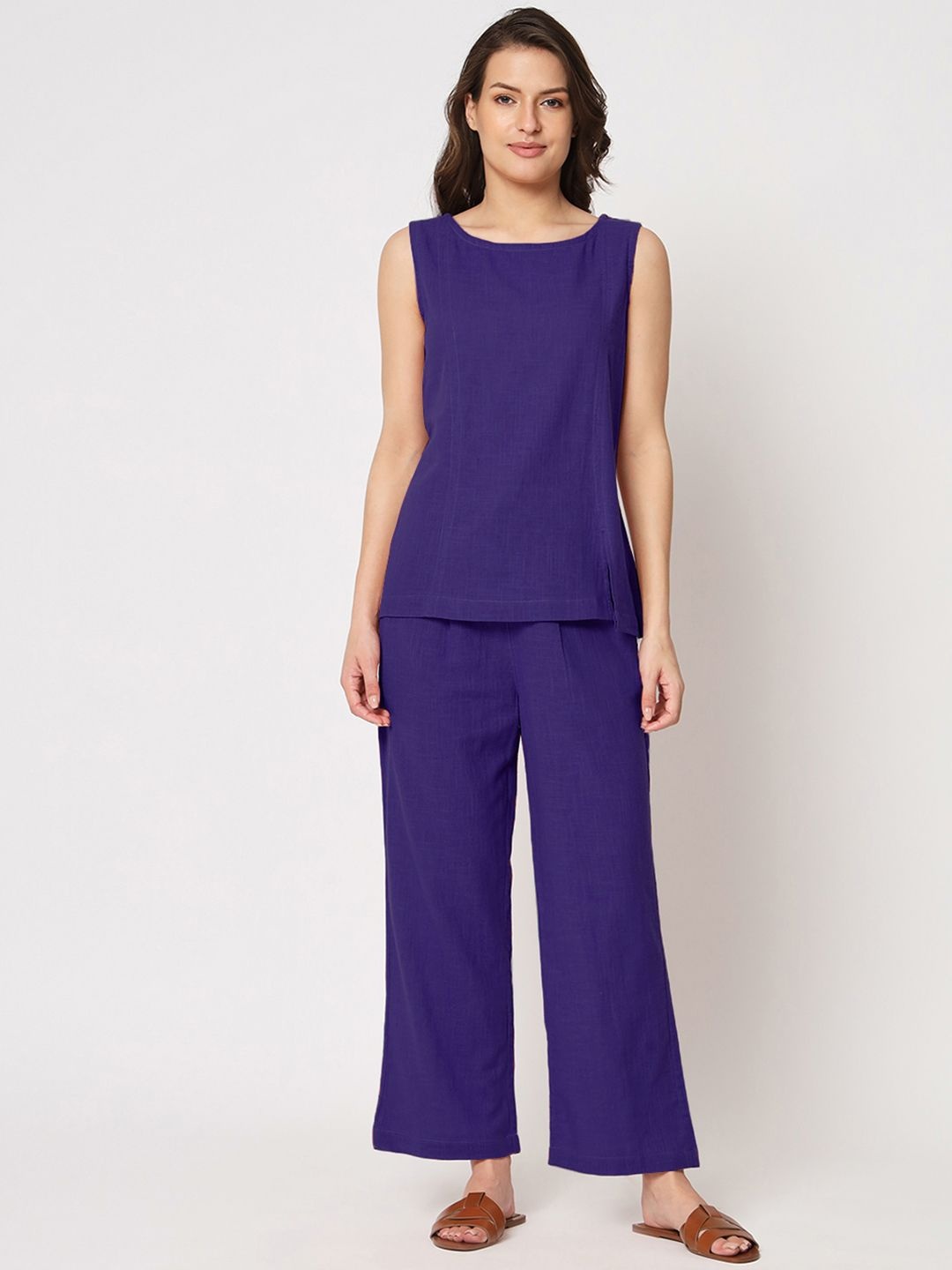 

Thevasa Round Neck Tunic With Trouser, Purple