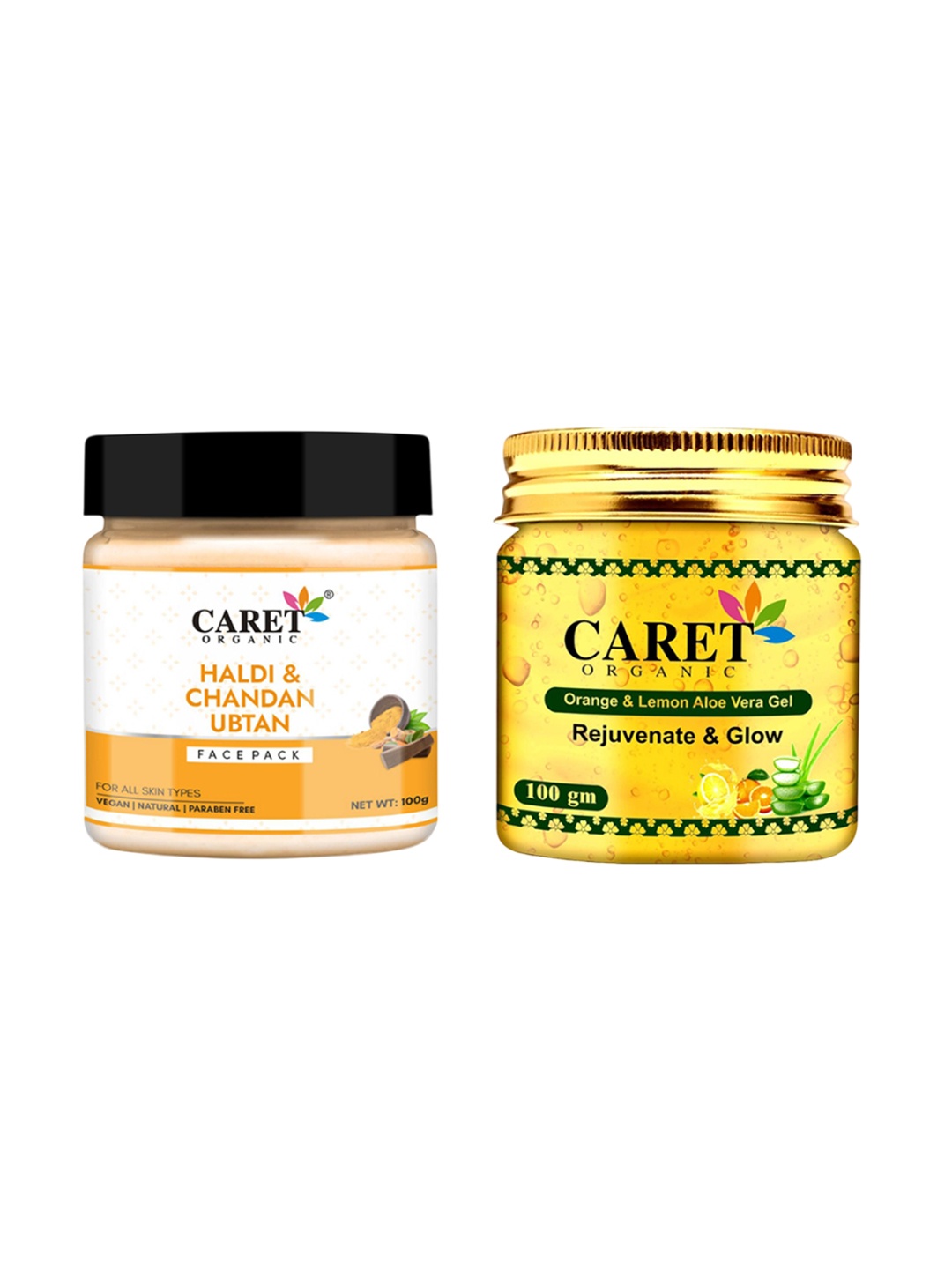 

CARET ORGANIC Set Of 2 Chandan Ubtan Face Pack & Aloevera Gel - 100 g Each, Off white
