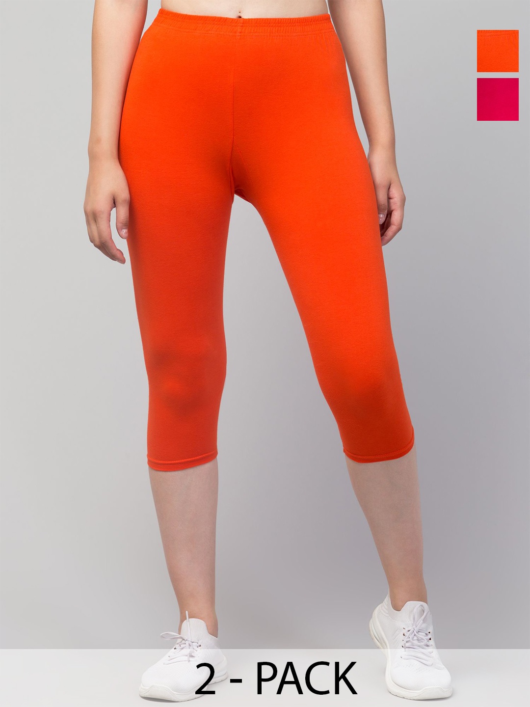 

CKARFE Women Pack of 2 Slim Fit Capris, Orange