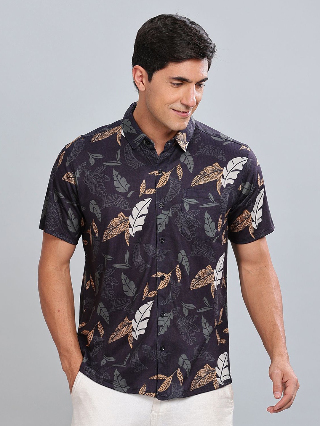 

BULLMER Men Standard Opaque Printed Casual Shirt, Olive