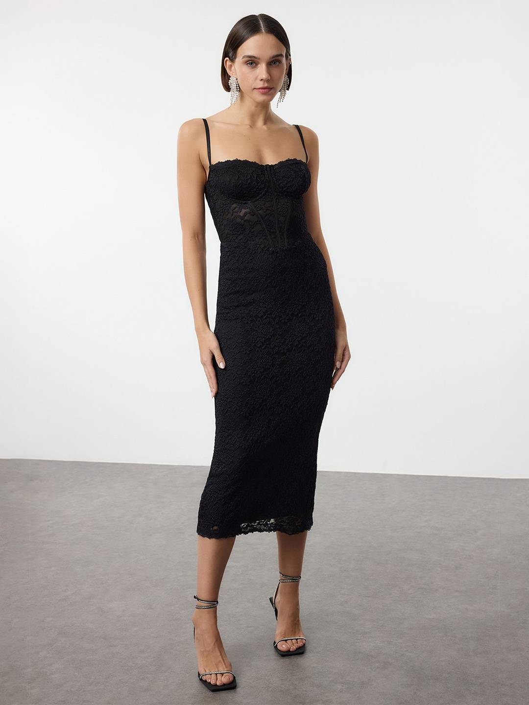

Trendyol Bodycon Midi Dress, Na