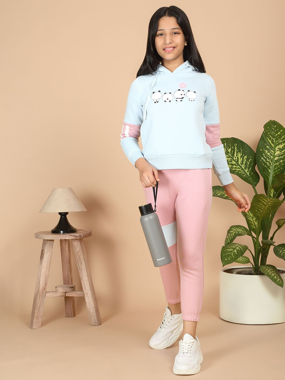 

Sweet Dreams Girls Printed Hooded Neck Mid-Rise Tracksuit, Blue