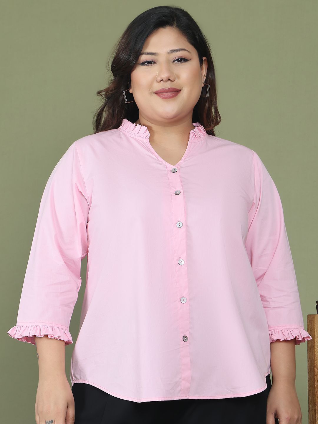 

theRebelinme Women Cotton Longline Plus Size Top, Pink