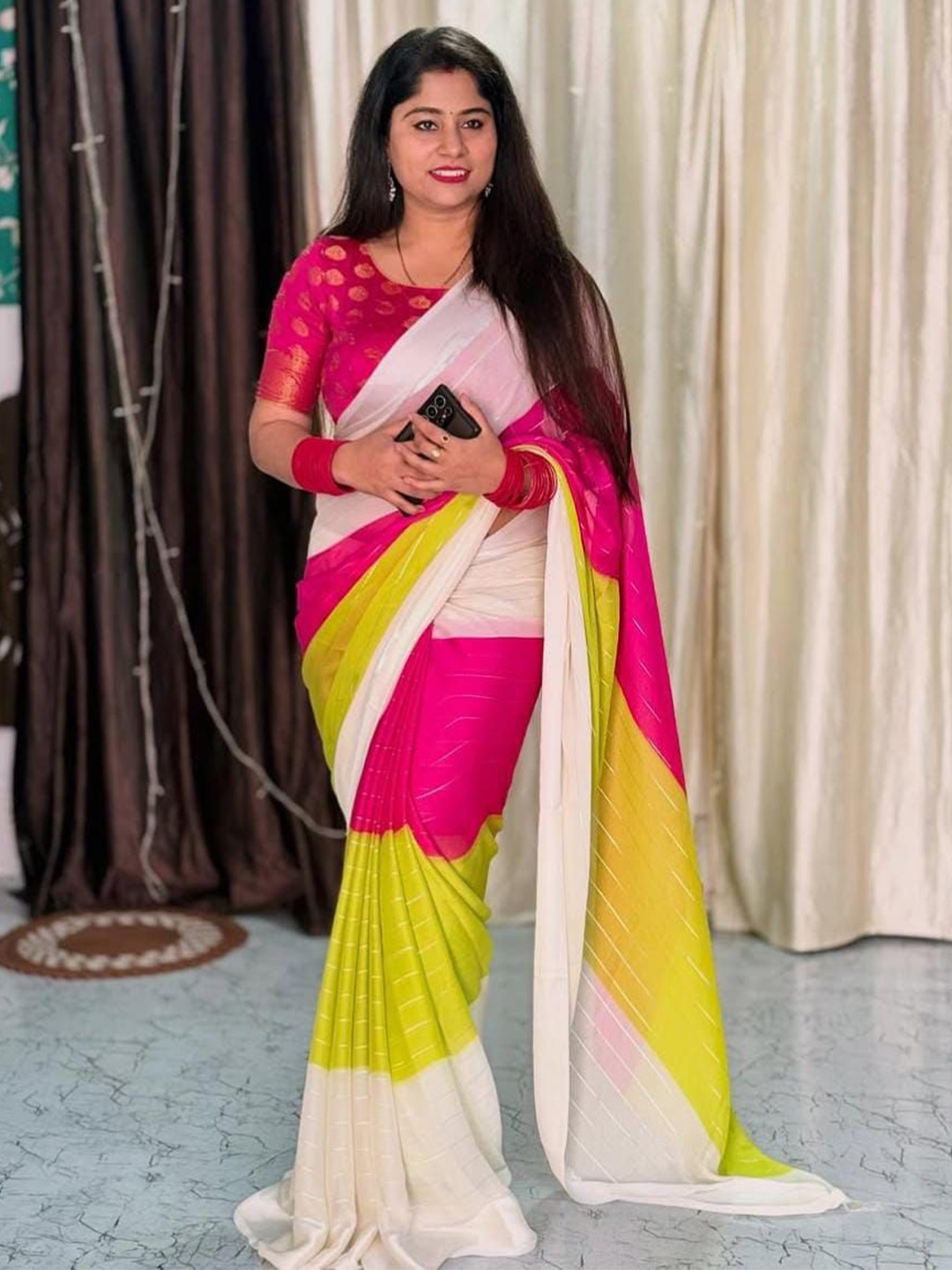 

MANSUBHA Woven Design Pure Georgette Banarasi Saree, Green
