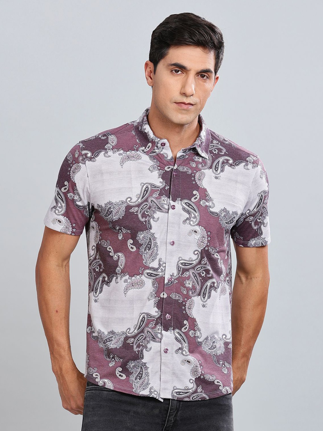 

BULLMER Men Standard Opaque Printed Casual Shirt, Maroon