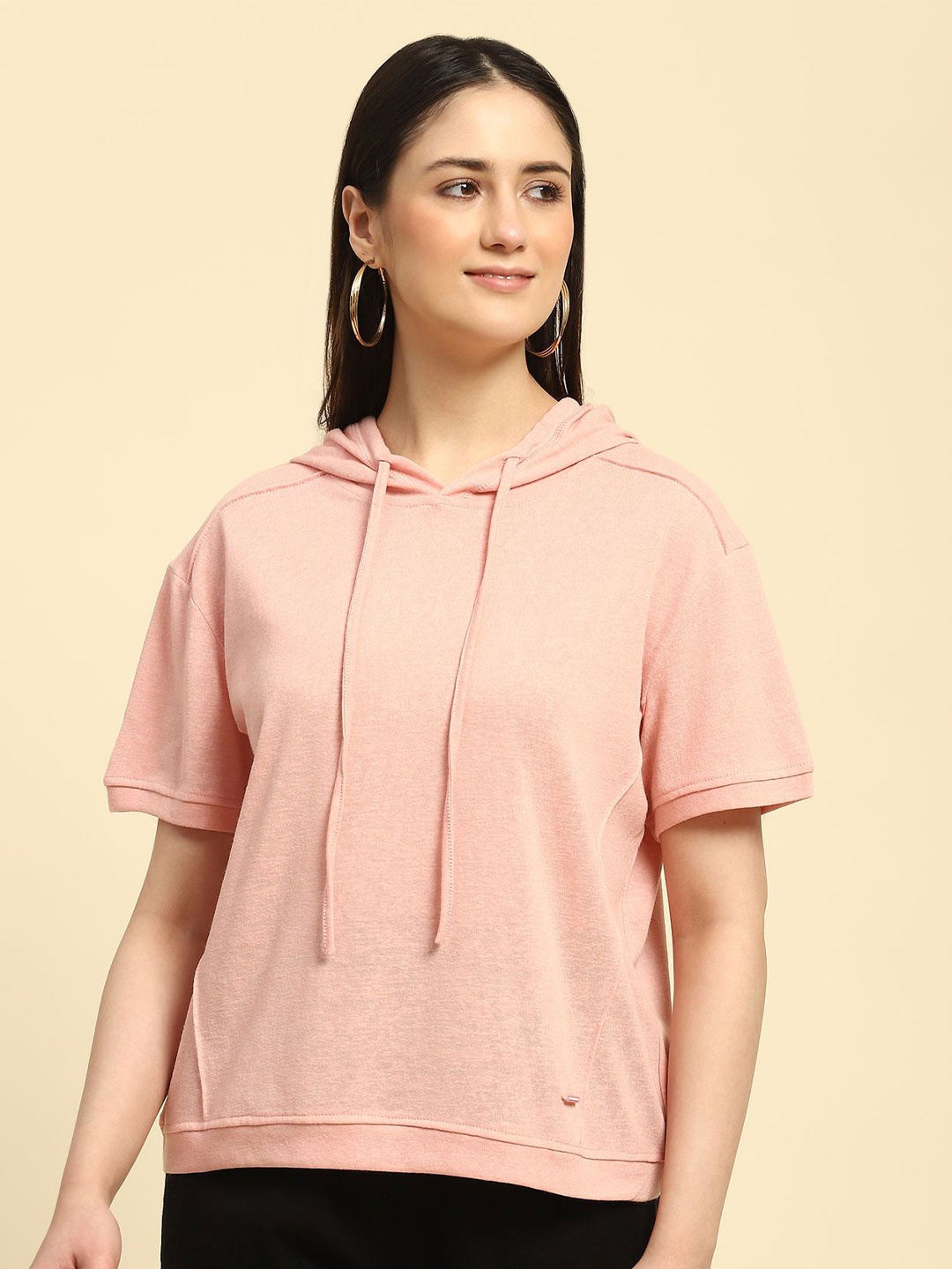 

Global Republic Women Hooded Cotton Top, Pink