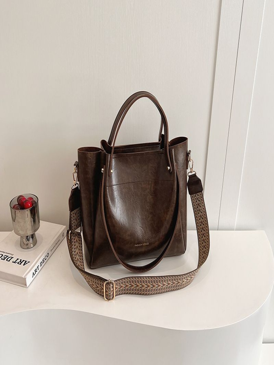 

StyleCast Women Textured Crossbody Handheld Bag, Coffee brown