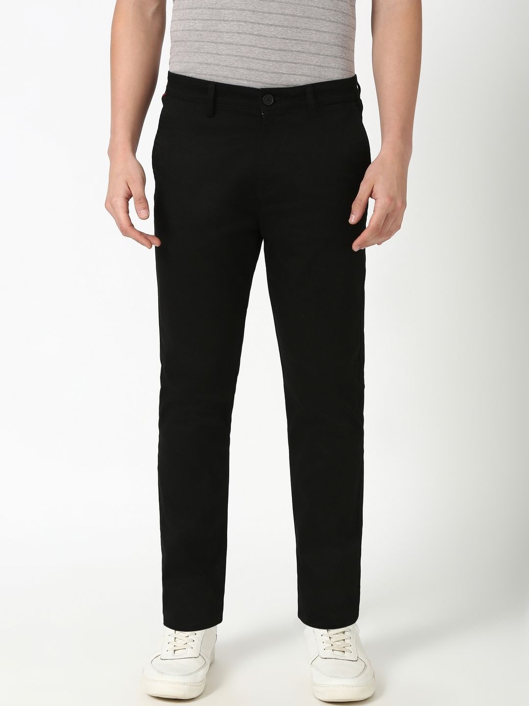 

Peter England Casuals Men Super Slim Fit Trousers, Black