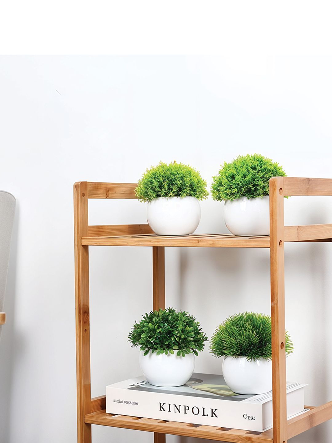 

Kuber Industries White 4 Pieces Artificial Plant With Pot