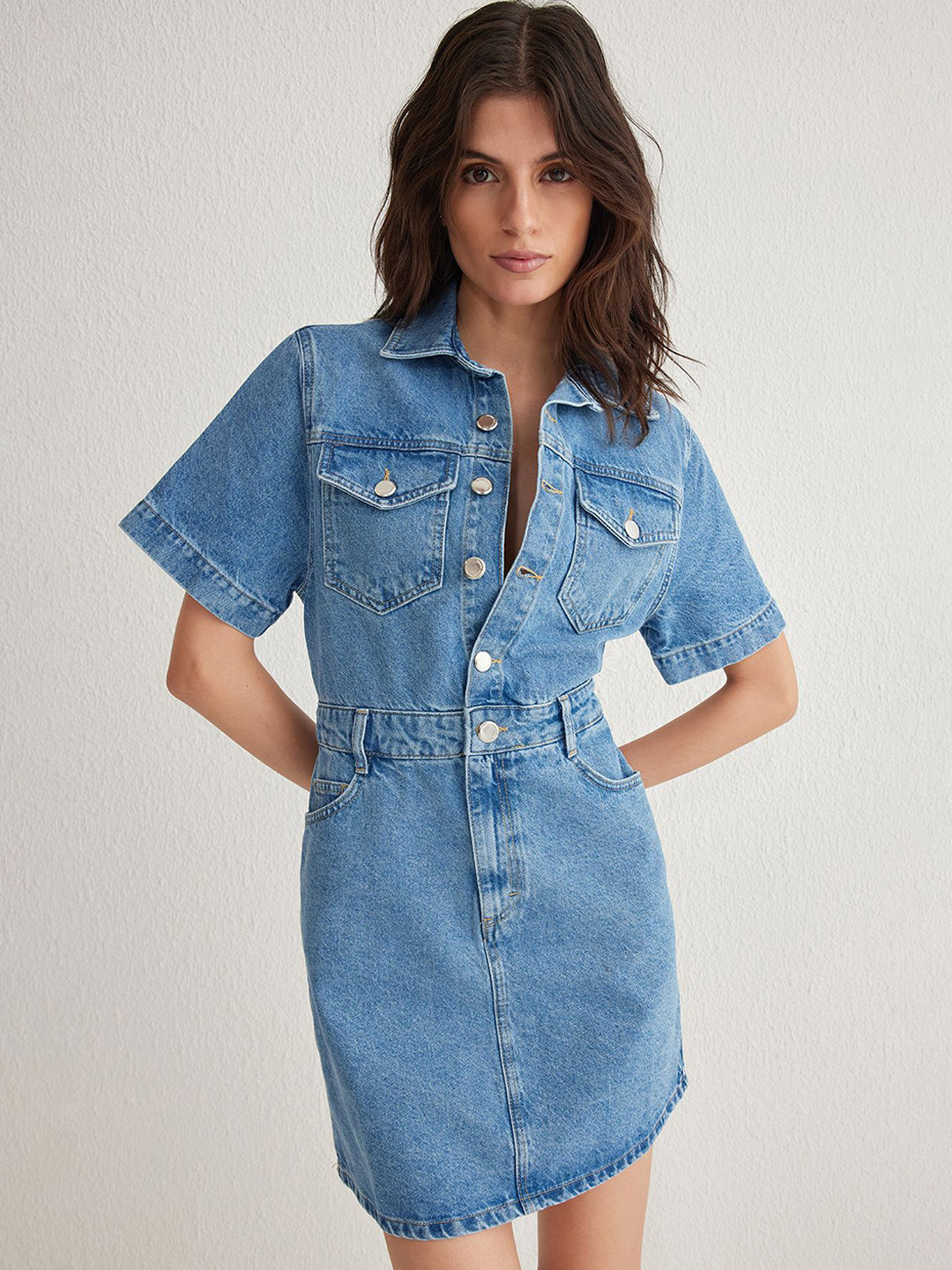 

Trendyol Cotton Denim Sheath Dress, Blue