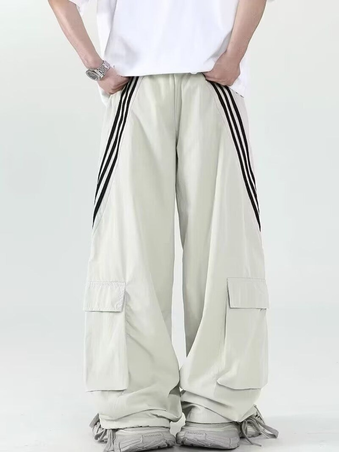 

StyleCast Men Striped Straight Fit Mid-Rise Korean Pants, White