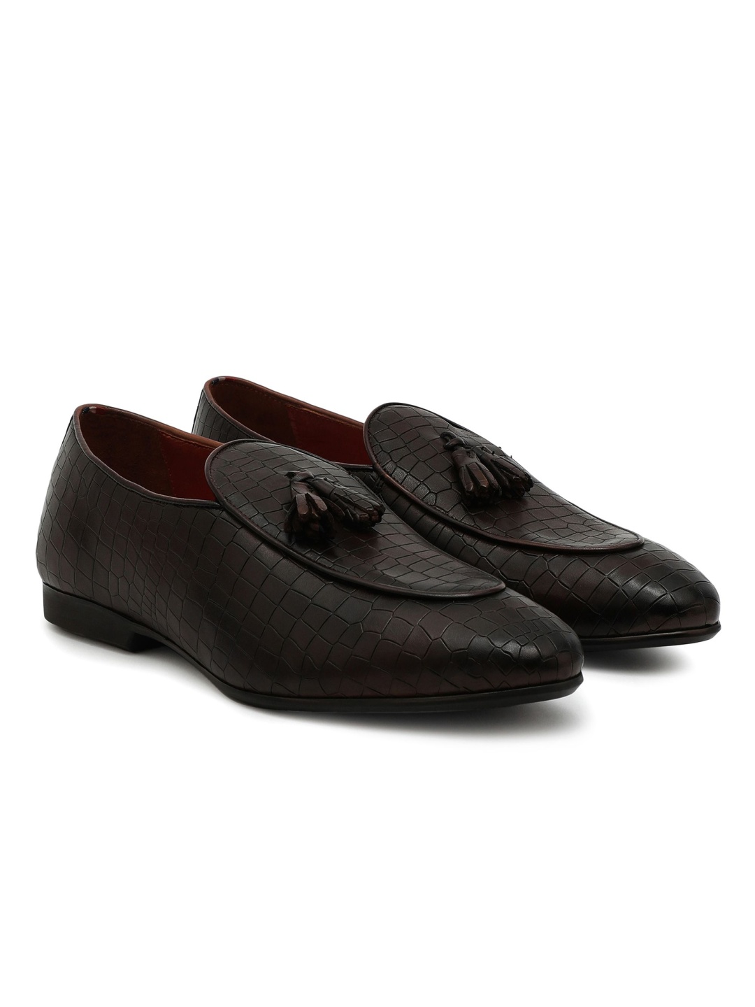 

GABICCI Men Leather Textured Formal Loafers, Black