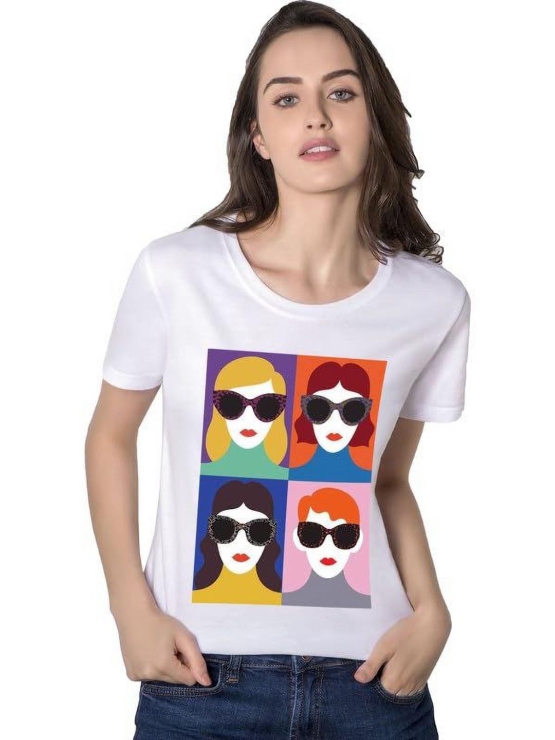 

VLAM Women Printed Extended Sleeves T-shirt, White