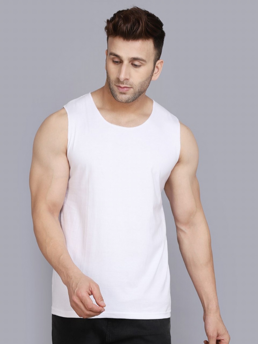 

WOOSTRO Men Pack Of 2 Solid Round Neck Cotton Slim Fit T-shirts, Peach