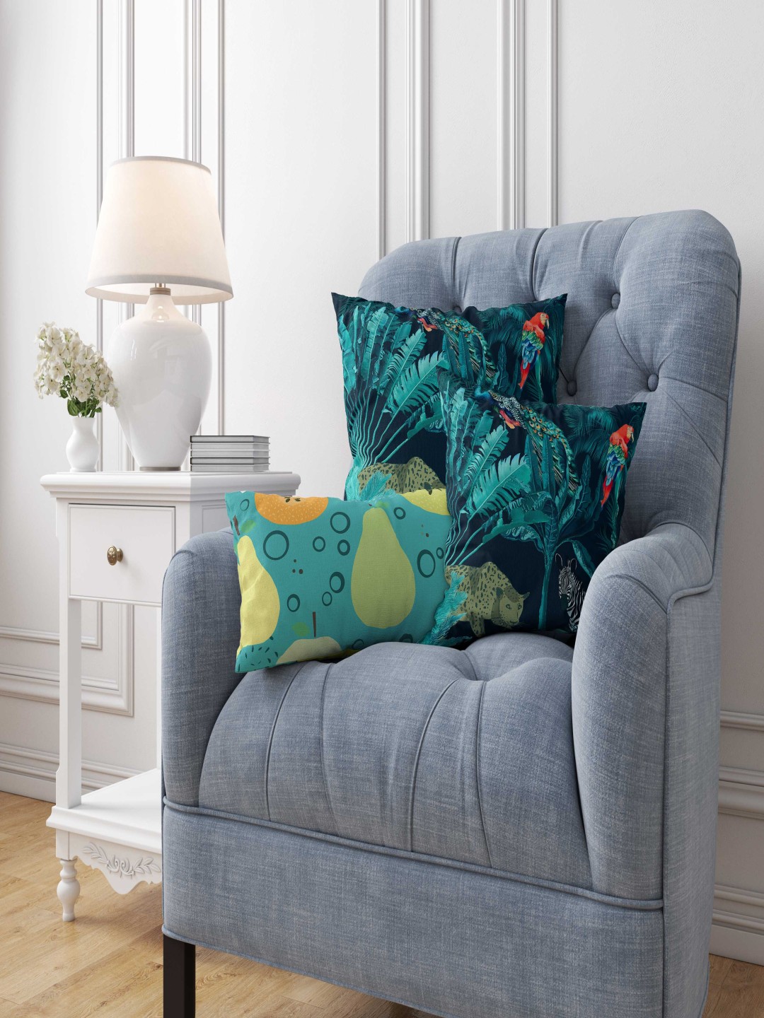 

Vargottam Blue Set of 5 Square Cushion Covers
