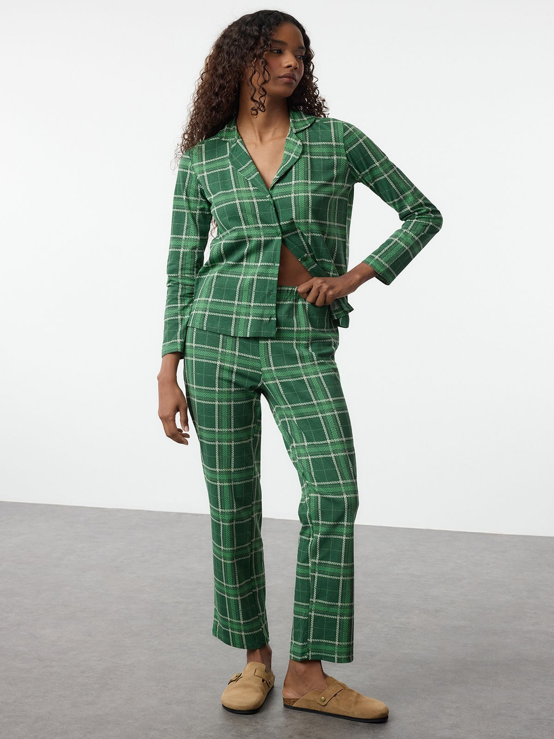 

Trendyol Women Printed Night suit, Green
