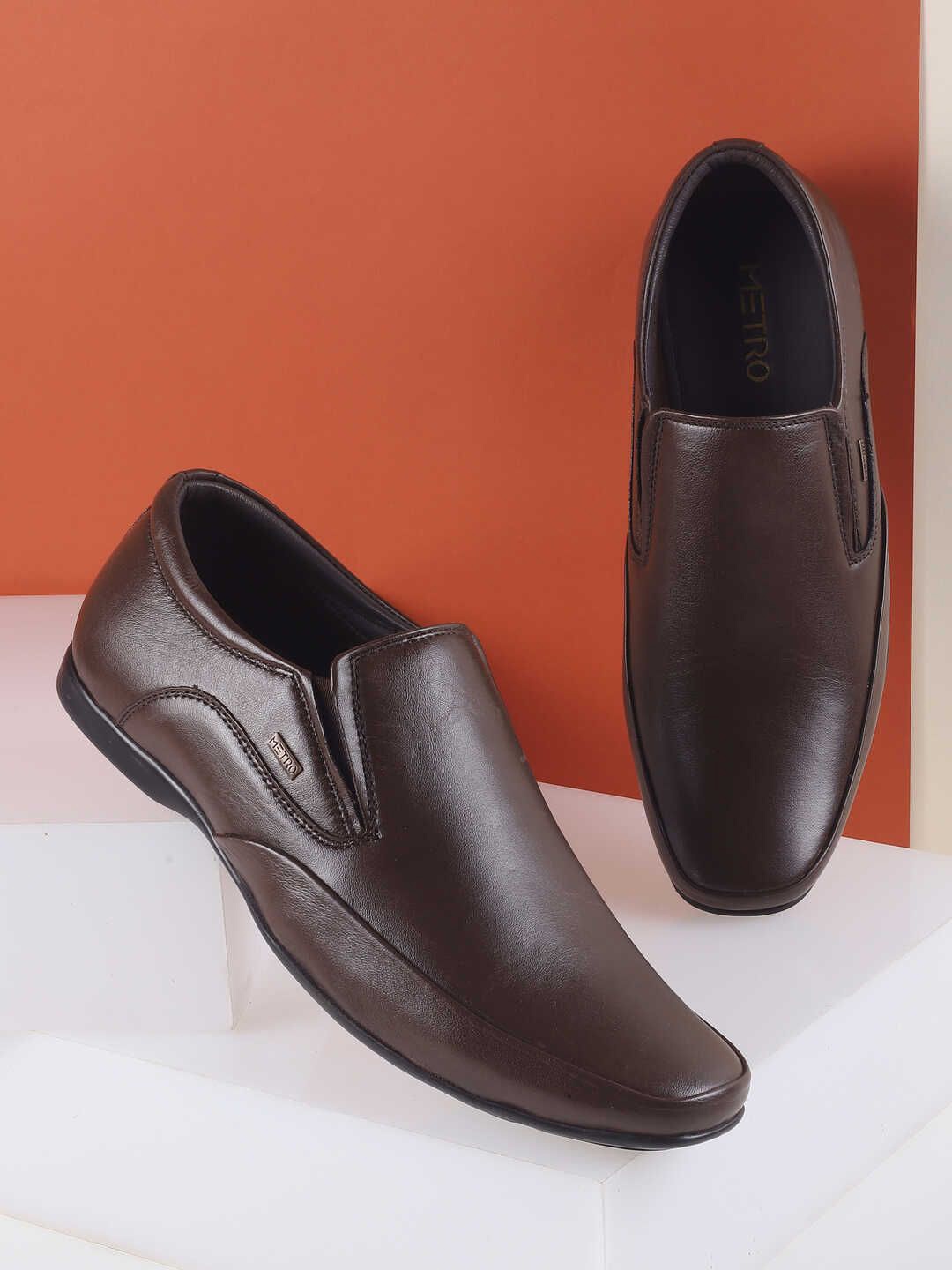 

Metro Men Leather Formal Slip-On Shoes, Brown